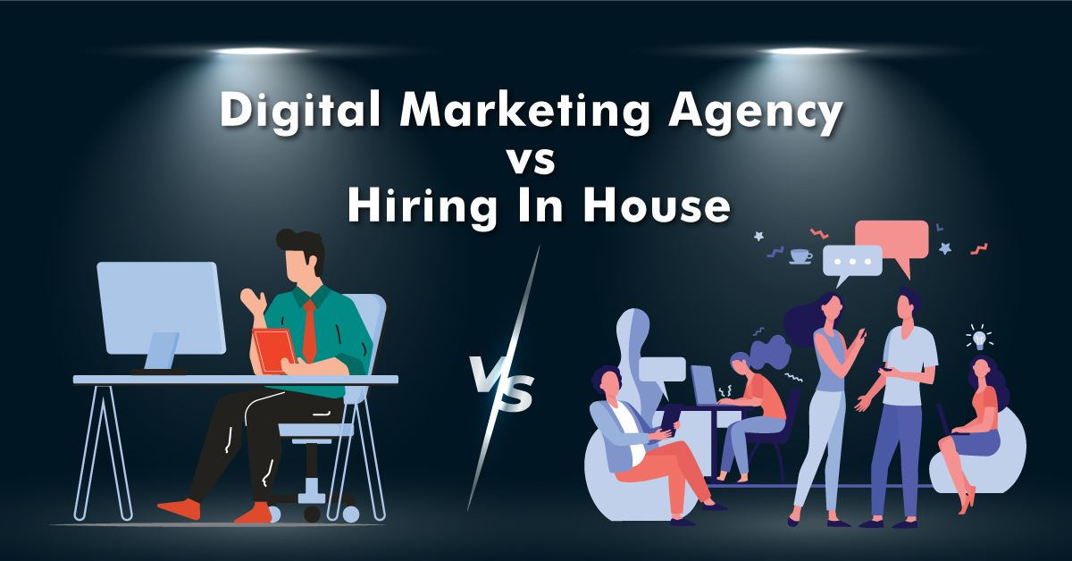 a compilation of digital marketing agency and hiring in house banner